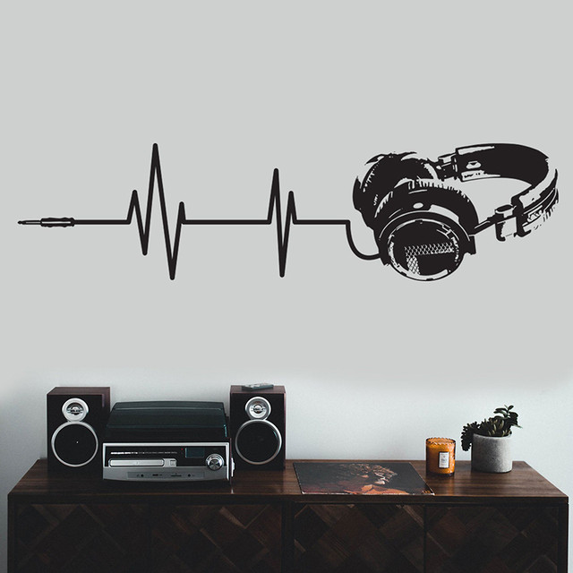 Music Silhouette Wall Decal, Wall Stickers Headphones